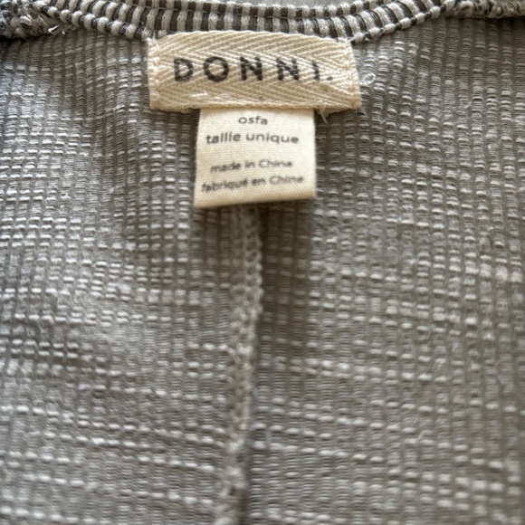 Anthropologie Donni Cardigan Rib Sweater Gray Open Front Striped, Tallie Unique - Picture 2 of 6